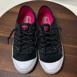 Keds Kids Black Sneakers with Colorful Star Accents – Size US 2 (Little Girl)
